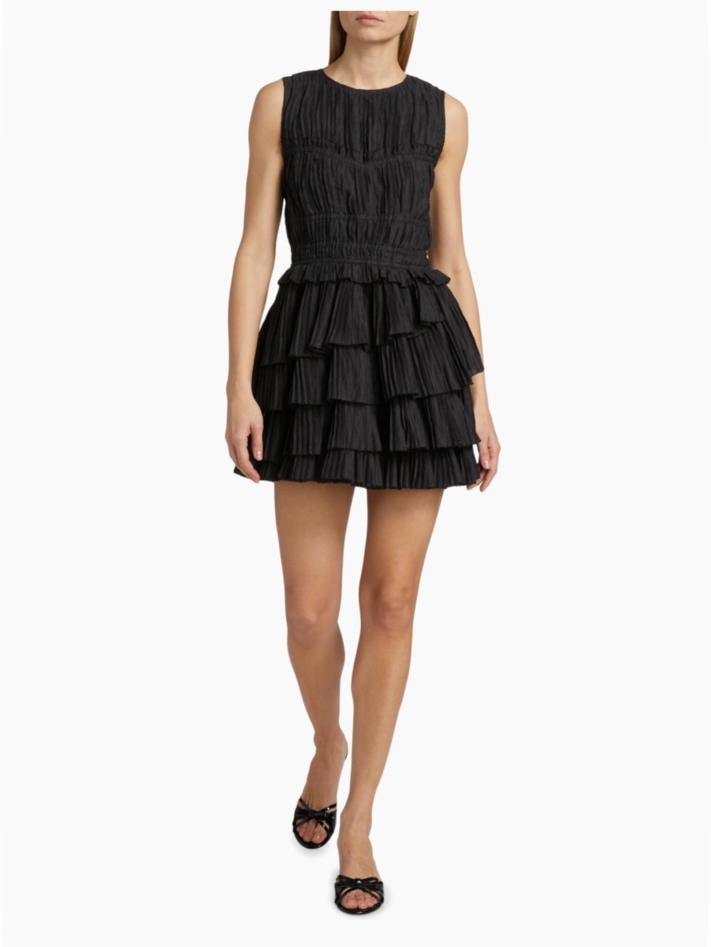 Sea New York Thalia Pleated Black Mini Dress XA $395